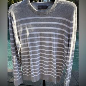 Vince 100% cotton grey and white long sleeve sweater